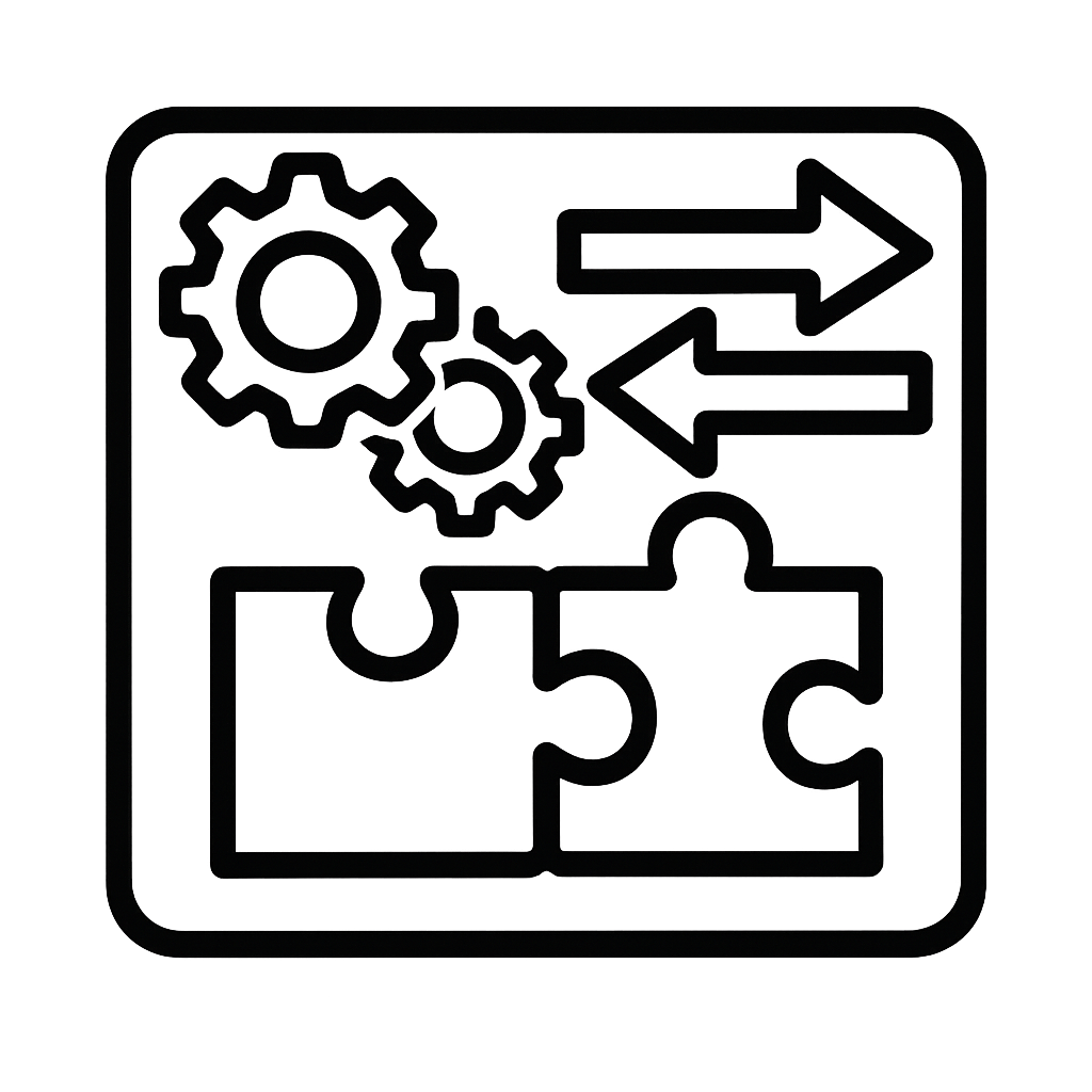 I need a black outlined icon representing integration need it to be square ratio line weight should be heavy-1